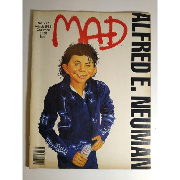 MAD Magazine March 1988 Michael Jackson Robocop Movie Bad Song Parody No 277 - Picture 2 of 8